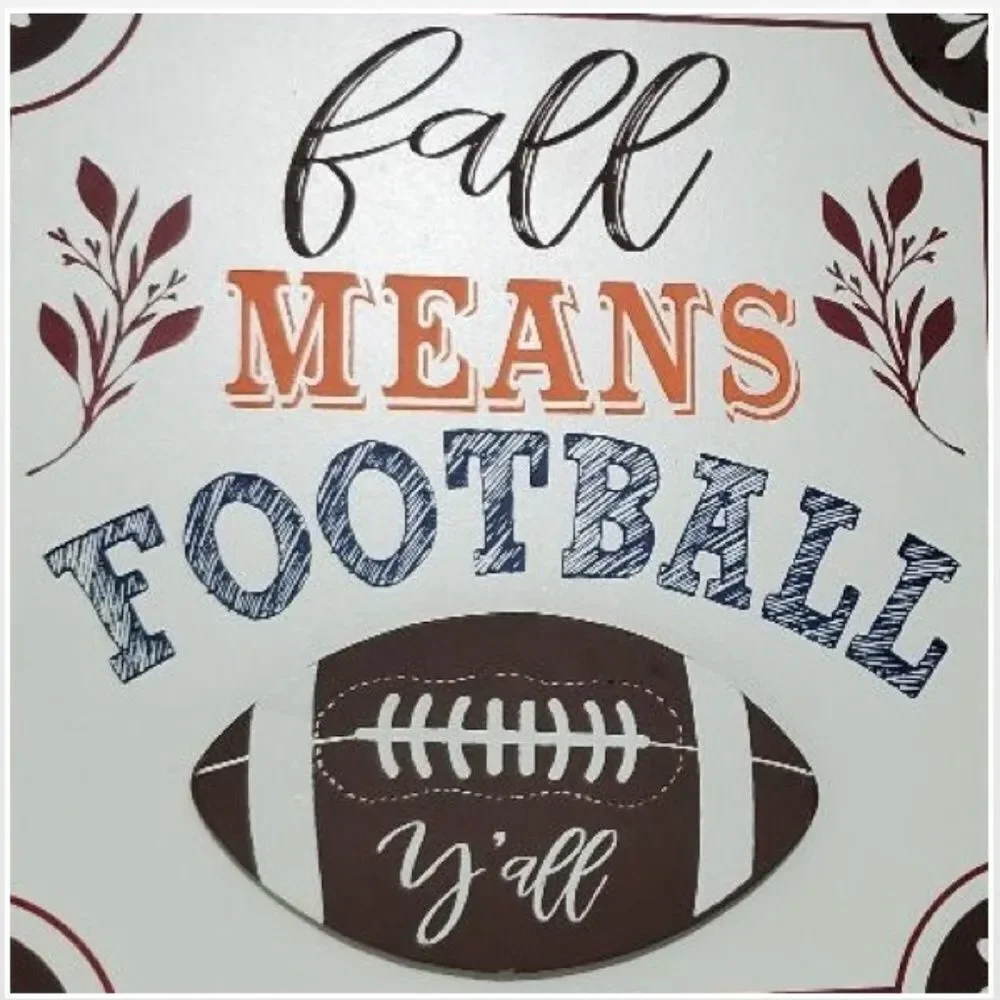 New Home Fall Football White Wood Décor